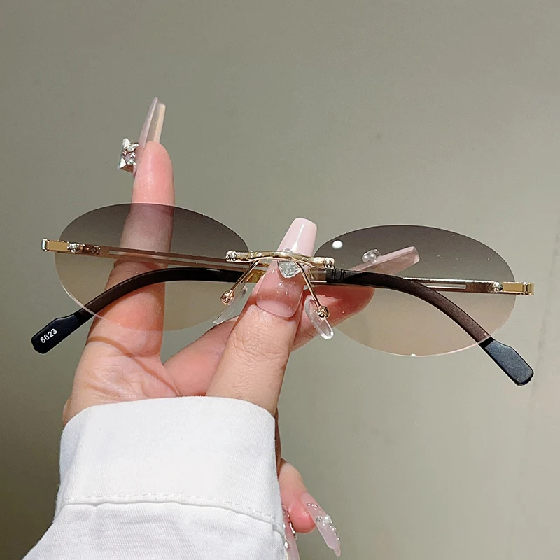 Gafas de sol ovaladas sin mont - Sunglasses Uv400 reseña y precio