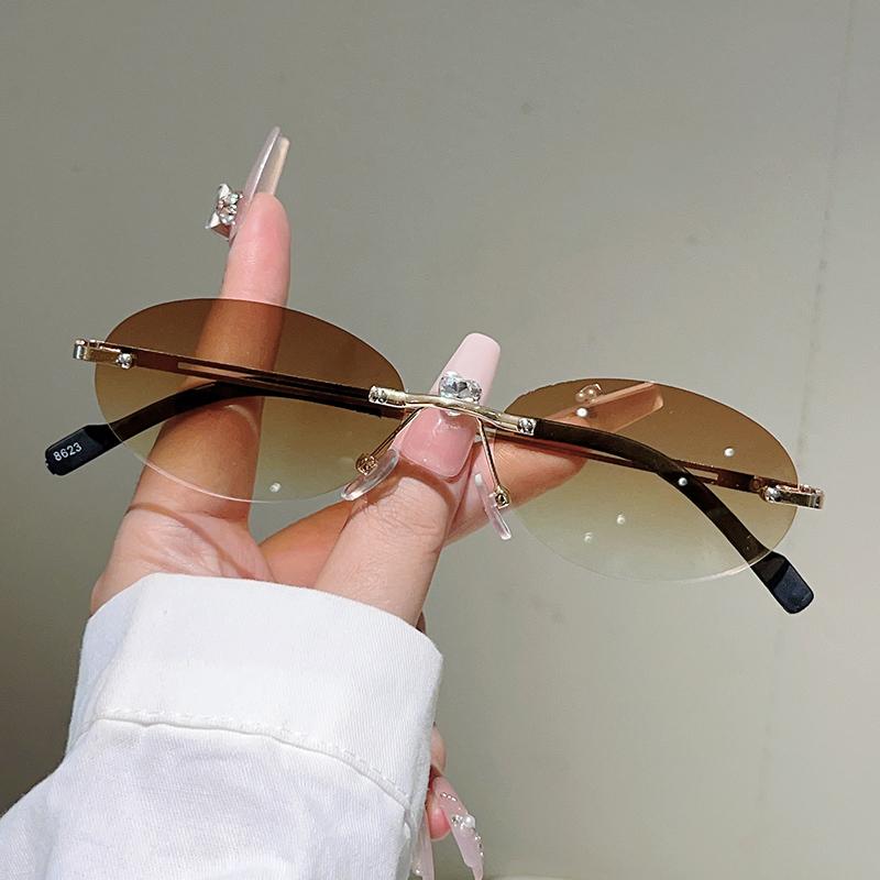 Gafas de sol ovaladas sin mont - Sunglasses Uv400 reseña y precio