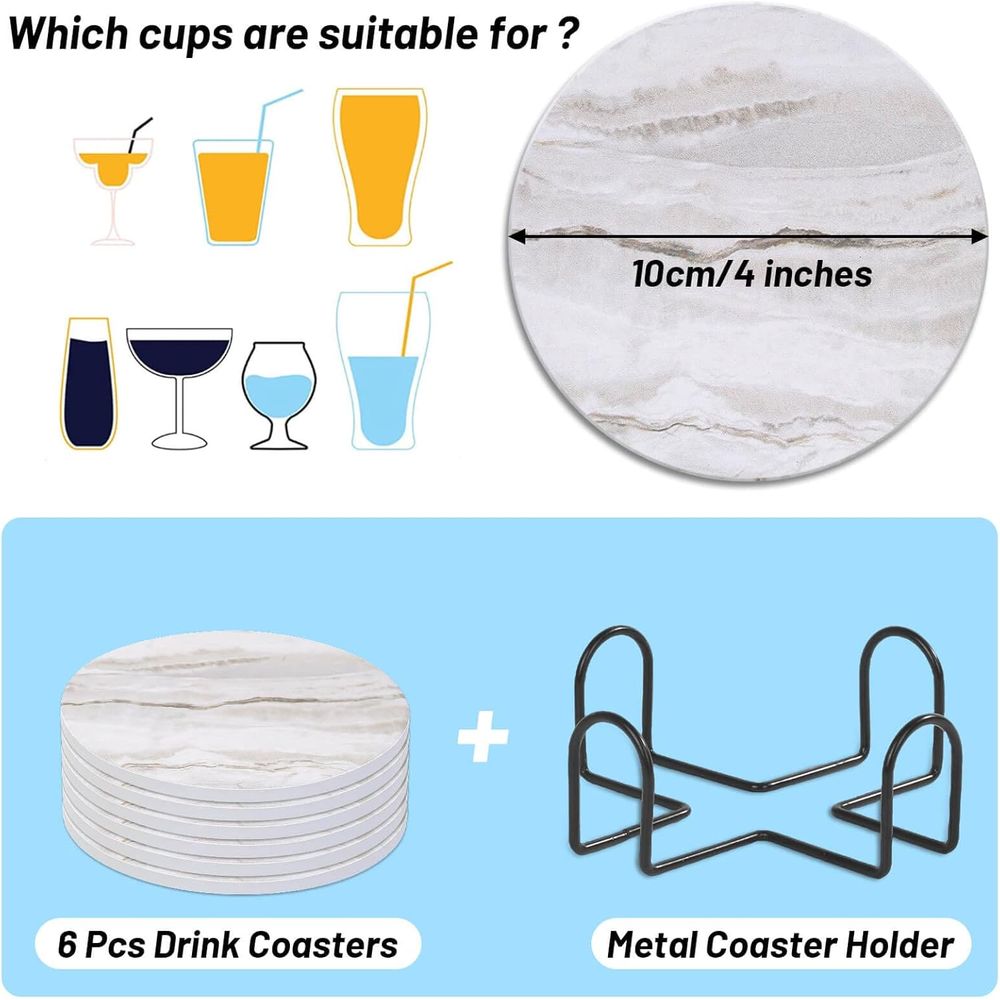 Juego de 6 Posavasos Absorbent - Marble Coaster Set reseña y precio